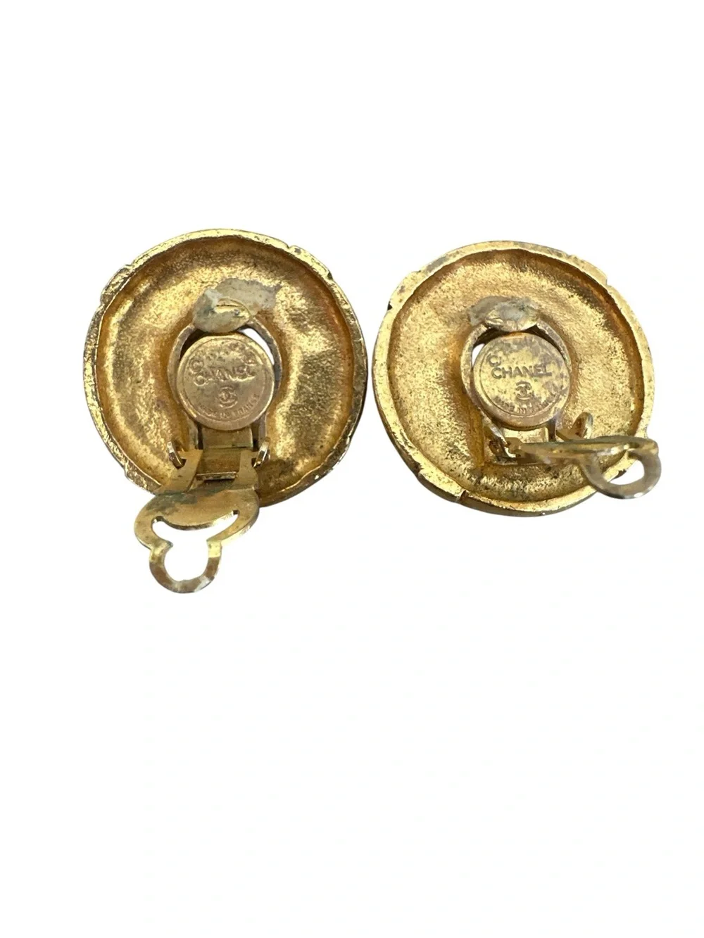 Chanel Gold-Tone Faux Pearl Round Clip-On Earrings